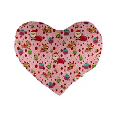 Red Christmas Pattern Standard 16  Premium Flano Heart Shape Cushions by KirstenStar