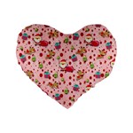 Red Christmas Pattern Standard 16  Premium Flano Heart Shape Cushions Front