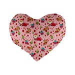 Red Christmas Pattern Standard 16  Premium Flano Heart Shape Cushions Back