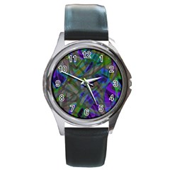 Colorful Abstract Stained Glass G301 Round Metal Watches by MedusArt