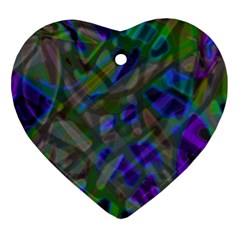 Colorful Abstract Stained Glass G301 Ornament (heart)  by MedusArt