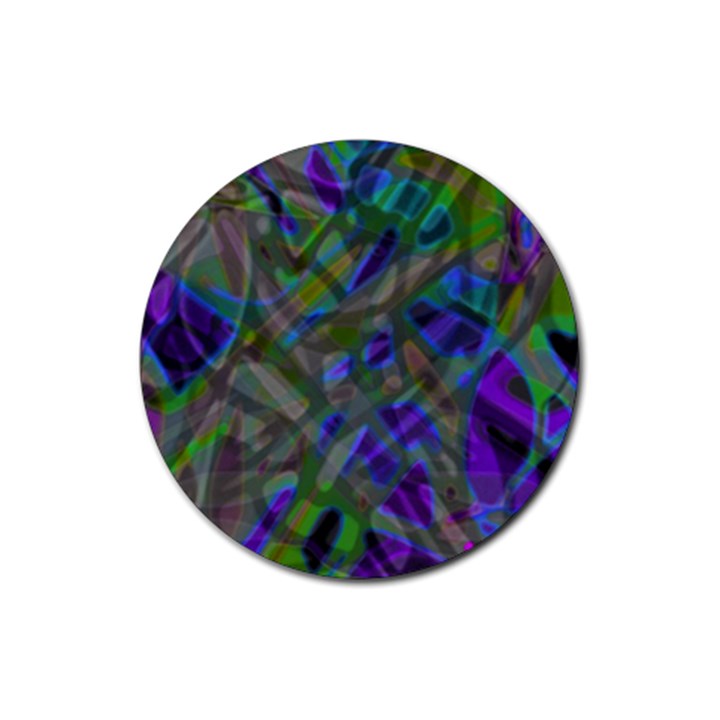 Colorful Abstract Stained Glass G301 Rubber Coaster (Round) 