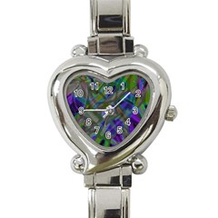 Colorful Abstract Stained Glass G301 Heart Italian Charm Watch by MedusArt