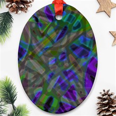 Colorful Abstract Stained Glass G301 Oval Ornament (two Sides)