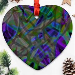 Colorful Abstract Stained Glass G301 Heart Ornament (2 Sides) by MedusArt