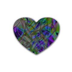 Colorful Abstract Stained Glass G301 Heart Coaster (4 Pack)  by MedusArt