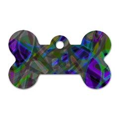 Colorful Abstract Stained Glass G301 Dog Tag Bone (one Side) by MedusArt