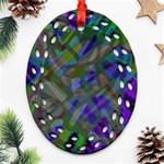 Colorful Abstract Stained Glass G301 Oval Filigree Ornament (2-Side)  Front