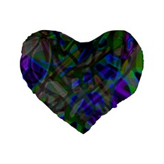 Colorful Abstract Stained Glass G301 Standard 16  Premium Flano Heart Shape Cushions by MedusArt