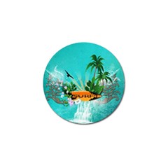 Surfboard With Palm And Flowers Golf Ball Marker (4 Pack) by FantasyWorld7