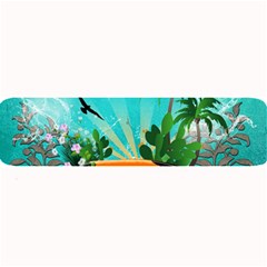 Surfboard With Palm And Flowers Large Bar Mats by FantasyWorld7