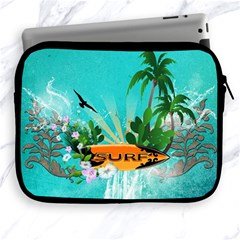 Surfboard With Palm And Flowers Apple Ipad 2/3/4 Zipper Cases by FantasyWorld7