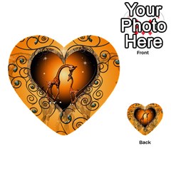 Funny Cute Giraffe With Your Child In A Heart Multi-purpose Cards (heart)  by FantasyWorld7