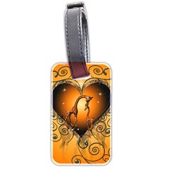 Funny Cute Giraffe With Your Child In A Heart Luggage Tags (two Sides) by FantasyWorld7