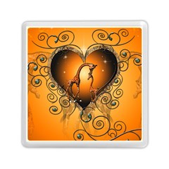 Funny Cute Giraffe With Your Child In A Heart Memory Card Reader (square)  by FantasyWorld7