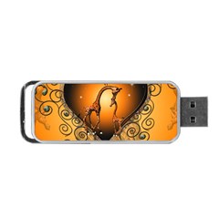 Funny Cute Giraffe With Your Child In A Heart Portable Usb Flash (two Sides) by FantasyWorld7