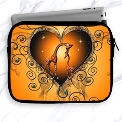 Funny Cute Giraffe With Your Child In A Heart Apple Ipad 2/3/4 Zipper Cases by FantasyWorld7