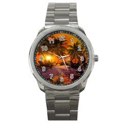 Wonderful Sunset In  A Fantasy World Sport Metal Watches by FantasyWorld7