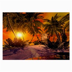 Wonderful Sunset In  A Fantasy World Large Glasses Cloth (2-side) by FantasyWorld7