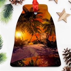 Wonderful Sunset In  A Fantasy World Bell Ornament (2 Sides) by FantasyWorld7