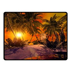 Wonderful Sunset In  A Fantasy World Double Sided Fleece Blanket (small)  by FantasyWorld7