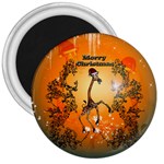 Funny, Cute Christmas Giraffe 3  Magnets