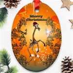 Funny, Cute Christmas Giraffe Ornament (Oval) 