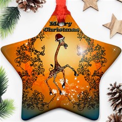 Funny, Cute Christmas Giraffe Star Ornament (two Sides) 