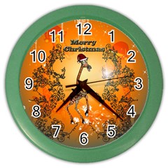 Funny, Cute Christmas Giraffe Color Wall Clocks by FantasyWorld7