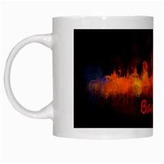 Barcelona City Dark Watercolor Skyline White Mugs