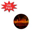 Barcelona City Dark Watercolor Skyline 1  Mini Magnets (100 pack)  Front