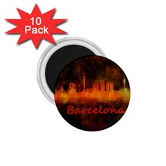 Barcelona City Dark Watercolor Skyline 1 75  Magnets (10 Pack)  by hqphoto