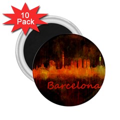 Barcelona City Dark Watercolor Skyline 2 25  Magnets (10 Pack)  by hqphoto