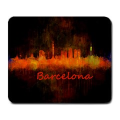 Barcelona City Dark Watercolor Skyline Large Mousepads by hqphoto