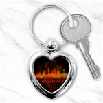 Barcelona City Dark Watercolor Skyline Key Chains (Heart)  Front