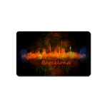 Barcelona City Dark Watercolor Skyline Magnet (Name Card) Front