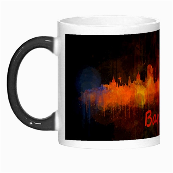 Barcelona City Dark Watercolor Skyline Morph Mugs