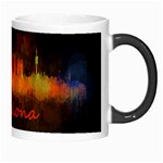 Barcelona City Dark Watercolor Skyline Morph Mugs Right