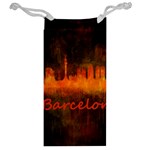 Barcelona City Dark Watercolor Skyline Jewelry Bags Back