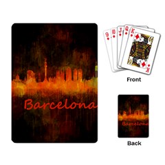 Barcelona City Dark Watercolor Skyline Playing Card by hqphoto