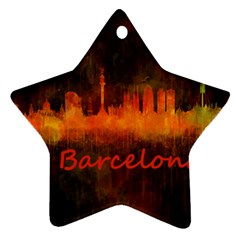 Barcelona City Dark Watercolor Skyline Star Ornament (two Sides) 