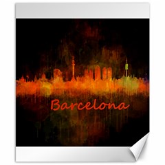 Barcelona City Dark Watercolor Skyline Canvas 8  X 10  by hqphoto