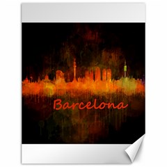 Barcelona City Dark Watercolor Skyline Canvas 12  X 16   by hqphoto