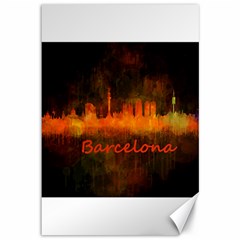 Barcelona City Dark Watercolor Skyline Canvas 12  X 18   by hqphoto