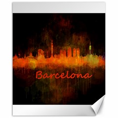 Barcelona City Dark Watercolor Skyline Canvas 16  X 20   by hqphoto