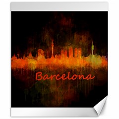 Barcelona City Dark Watercolor Skyline Canvas 20  X 24  