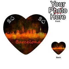 Barcelona City Dark Watercolor Skyline Playing Cards 54 (heart) 