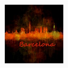 Barcelona City Dark Watercolor Skyline Medium Glasses Cloth (2-side)