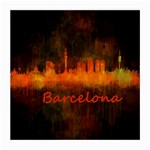 Barcelona City Dark Watercolor Skyline Medium Glasses Cloth (2-Side) Front