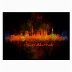 Barcelona City Dark Watercolor Skyline Large Glasses Cloth (2-side)